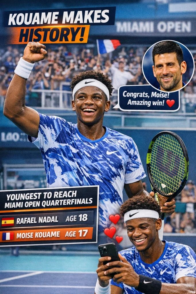 Moise Kouame Reacts to Novak Djokovic’s DM After Miami Open Breakthrough